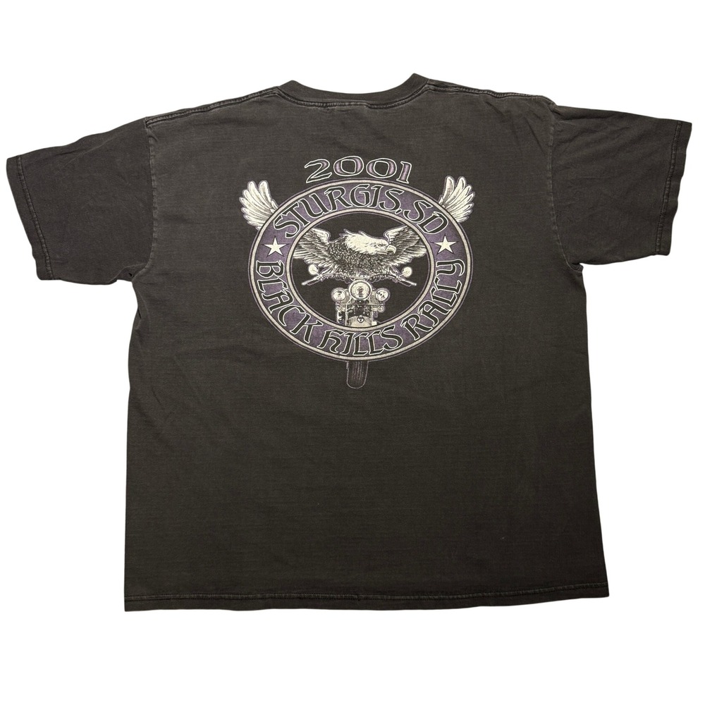 Vintage 2001 Sturgis Black Hills Rally T-Shirt All Sport XL Eagle Biker Tee